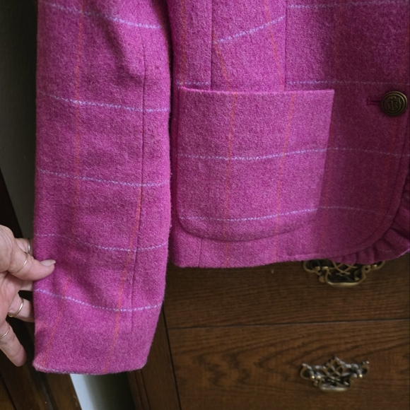 Like new- Talbots Petite pink wool blend pea coat. - Picture 2 of 5